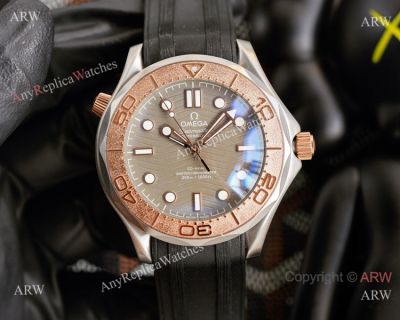 Swiss Quality Omega Seamaster Nekton Watch Rubber Strap Two Tone Rose Gold